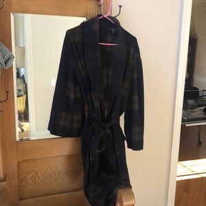 Merona Blue and Green Plaid Fleece Robe, Size S/M, See Matching pants on my page